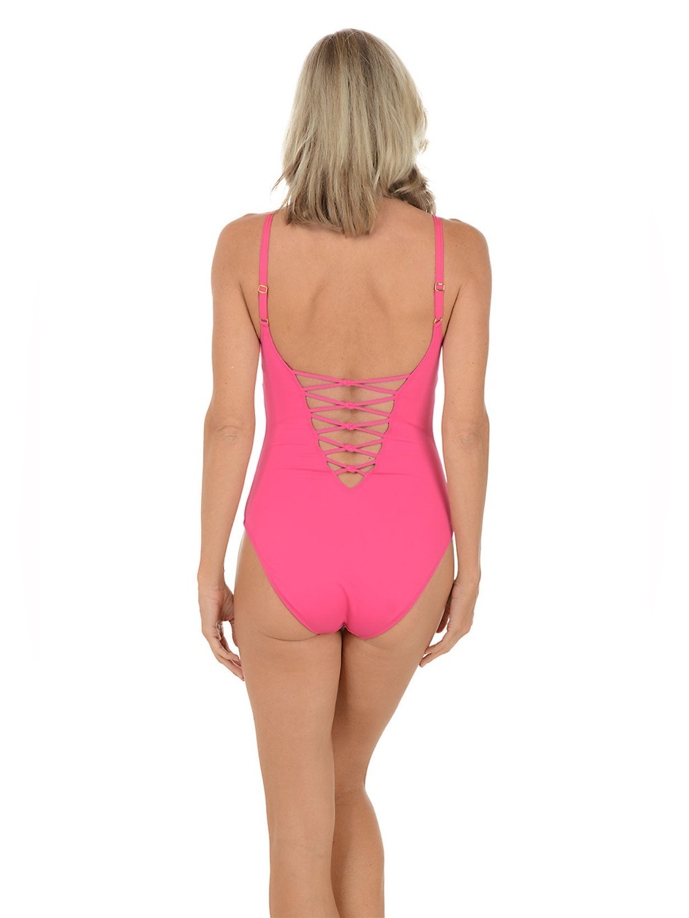Bleu by Rod Beattie Let’s Get Knotty Plunge One Piece Swimsuit Pink Size 4 - Picture 3 of 6